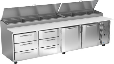 Victory VPPD119HC-2 118.88" W 6 Drawers Pizza Prep Table - 115 Volts