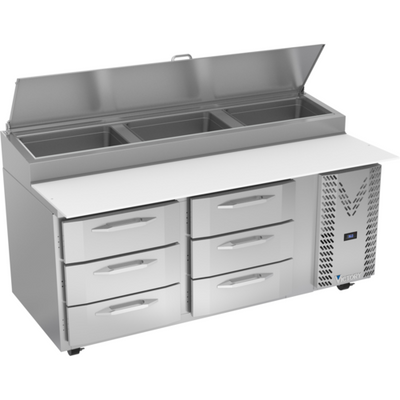 Victory VPPD93HC-3 93.13" W 6 Drawers Pizza Prep Table - 115 Volts