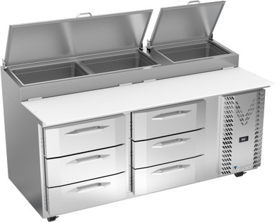 Victory VPPD93HC-3 93.13" W 6 Drawers Pizza Prep Table - 115 Volts