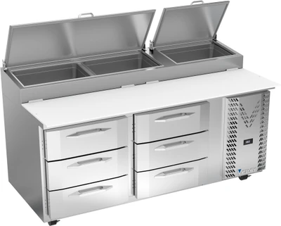 Victory VPPD93HC-3 93.13" W 6 Drawers Pizza Prep Table - 115 Volts