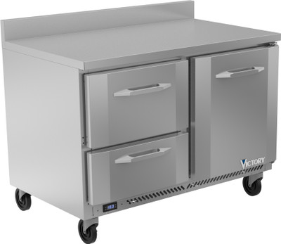 Victory VWFD48HC-2 11.04 Cu. Ft. Two Section Stainless Steel Worktop Freezer Counter - 115 Volts 1-Ph