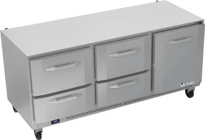 Victory VURD72HC-4 72" W Under Counter Refrigerator - 115 Volts