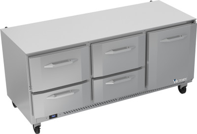 Victory VURD72HC-4 72" W Under Counter Refrigerator - 115 Volts