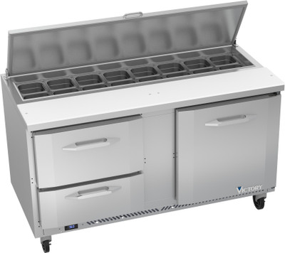 Victory VSPD60HC-16-2 60" W 1 Door UltraSpec Series Sandwich Prep Table - 115 Volts