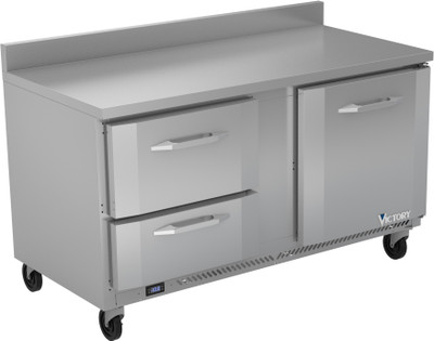 Victory VWFD60HC-2 14.36 Cu. Ft. Two Section Stainless Steel Worktop Freezer Counter - 115 Volts 1-Ph