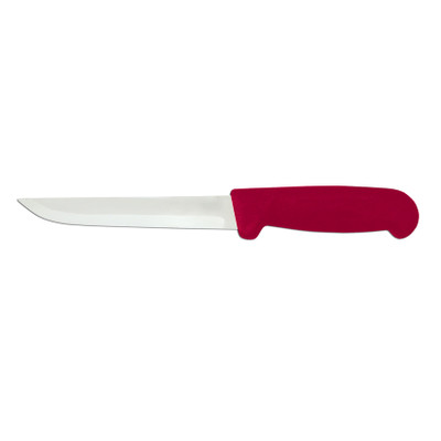 Omcan USA 11688 6" Stainless Steel Red Handle Straight Boning Knife