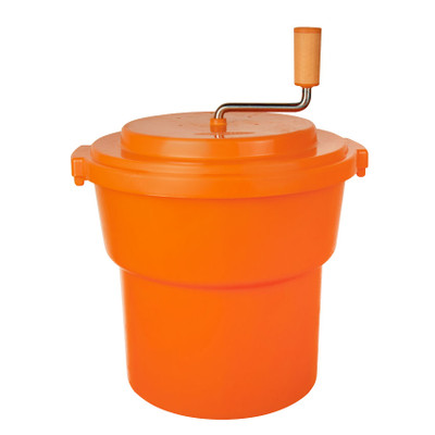 Omcan USA 43454 5 Gallon Orange Plastic Manual Salad Spinner
