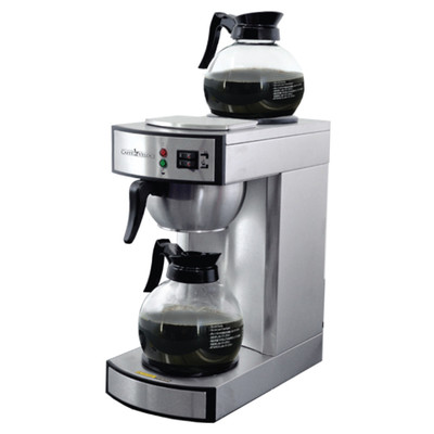 Omcan USA 44313 Stainless Steel Manual with 2 Decanters Warmers Coffee Maker - 120 Volts