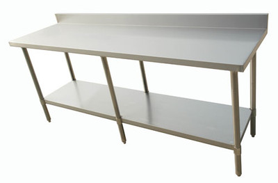Omcan USA 44348 84" W x 30" D Stainless Steel 20 Gauge Open with Undershelf Work Table