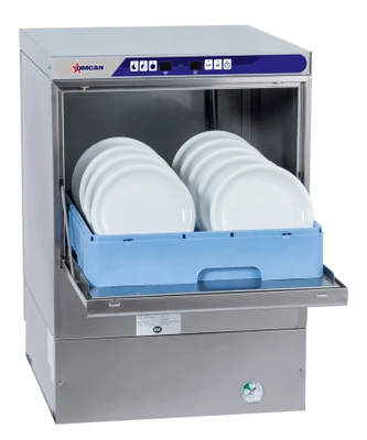 Omcan USA 46798 Stainless Steel Single Rack Door Type High Temperature Undercounter Dishwasher - 208/240 Volts 1-Ph