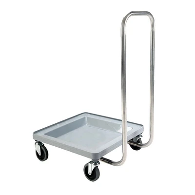 Omcan USA 44356+69739 Heavy-Duty Gray Polypropylene Dish Rack Dolly with Handle