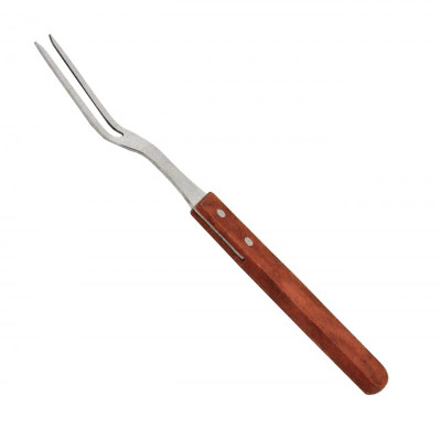 Omcan USA 80495 13" L Stainless Steel Tines with Wooden Handle Carving Fork