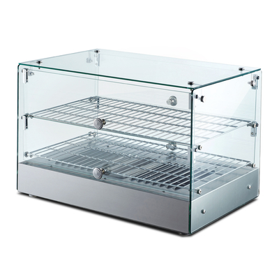 Omcan USA 41871 22"W x 14"D x 15"H Stainless Steel and Glass Countertop Food Warmer and Display Case - 110 Volts 1-Ph