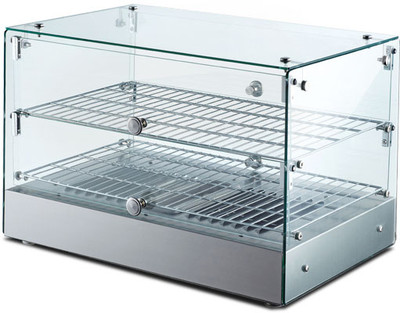 Omcan USA 41871 22"W x 14"D x 15"H Stainless Steel and Glass Countertop Food Warmer and Display Case - 110 Volts 1-Ph