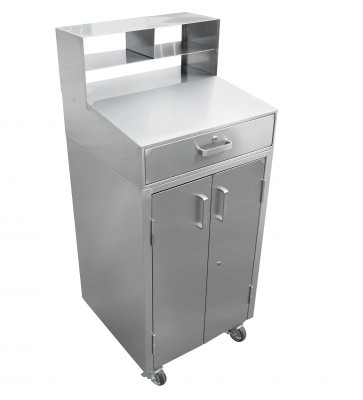 Omcan USA 43470 Stainless Steel Sloped Top with Enclosed Cabinet Mobile Receiving Desk