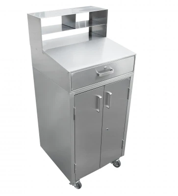 Omcan USA 43470 Stainless Steel Sloped Top with Enclosed Cabinet Mobile Receiving Desk