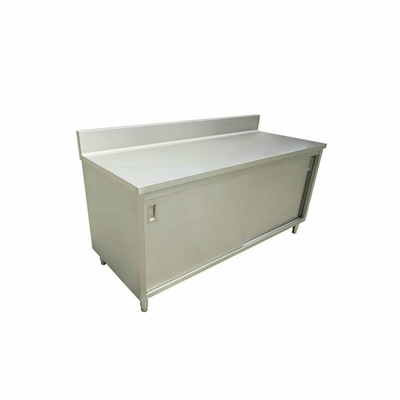 Omcan USA 43480 48&quot; W x 24&quot; D x 36&quot; H Stainless Steel 16 Gauge Enclosed Cabinet Base with Sliding Door Work Table