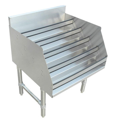 Omcan USA 43479 24" W x 25" D x 36" H Stainless Steel 5-Tiered Free Standing Liquor Display Rack