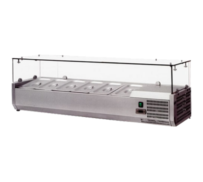Omcan USA 41937 59&quot;W Stainless Steel Countertop Refrigerated Topping Rail - 120 Volts 1-Ph