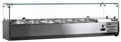Omcan USA 41937 59"W Stainless Steel Countertop Refrigerated Topping Rail - 120 Volts 1-Ph