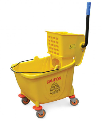Omcan USA 24413 32 L Yellow Single Mop Bucket & Wringer Combination