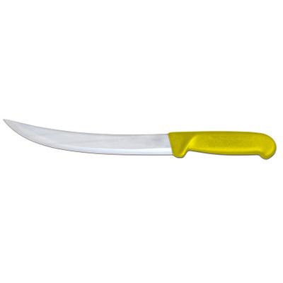 Omcan USA 12354 10" Stainless Steel Yellow Handle Curved Breaking Knife