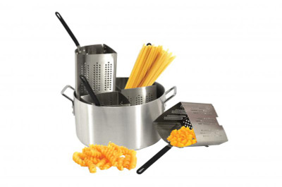 Omcan USA 40515 Pasta Cooking Set Includes: 20 Quart Aluminum Pot & (4) Stainless Steel Inserts