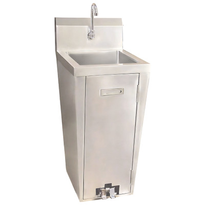 Omcan USA 23515 18" W 16 Gauge Stainless Steel Hand Wash Pedestal Sink