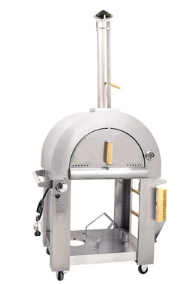 Omcan USA 49113 1 Deck Stainless Steel Wood and Propane Gas Countertop Pizza Oven - 35,000 BTU
