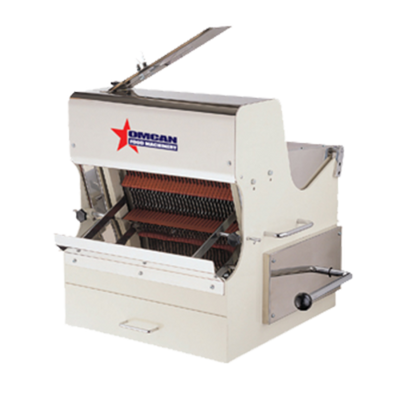 Omcan USA 21122 32.75" H x 30" W x 28.5" D 0.62" Slice Cut 15" Max Loaf Length Bread Slicer - 120 Volts