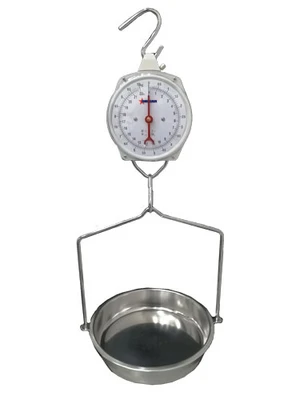 Omcan USA 43827 22 Lbs. Chrome Finished Head with Stainless Steel Pan Mechanical Hanging Dial Scale