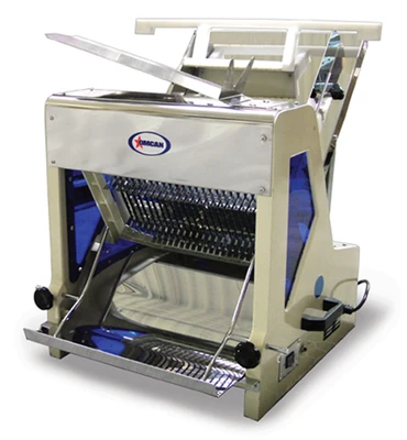 Omcan USA 44250 15" W x 6" H Maximum Loaf Size 0.44 Slice Thickness Countertop Bread Slicer - 0.25 HP