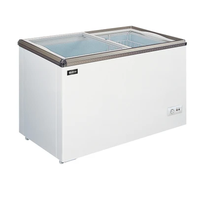 Omcan USA 45292 34" W White Aluminum Flat Glass Ice Cream Freezer
