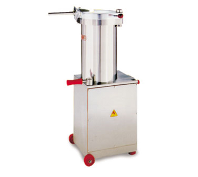 Omcan USA 46100 65 Lbs. Stainless Steel Lid and Piston Automatic Vertical Hydraulic Sausage Stuffer - 208-220 Volts