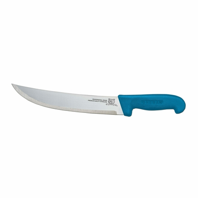 Omcan USA 12268 12" Stainless Steel Blue Handle Curved Blade Steak Knife