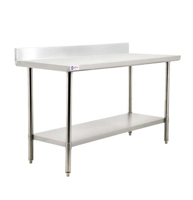 Omcan USA 44339 60" W x 24" D Stainless Steel 20 Gauge Open with Undershelf Work Table