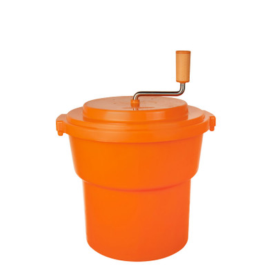 Omcan USA 43637 2.5 Gal. Orange Plastic Manual Salad Spinner