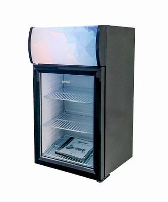 Omcan USA 44528 1.4 Cu. Ft. Metal Plate Exterior 1 Tempered Glass Door Reach In Refrigerated Display - 110 Volts