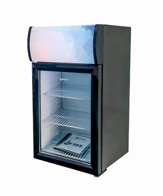 Omcan USA 44528 1.4 Cu. Ft. Metal Plate Exterior 1 Tempered Glass Door Reach In Refrigerated Display - 110 Volts