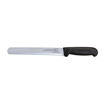 Omcan USA 12696 12&quot; Black Handle Straight Wave Edge Blade Slicing Knife