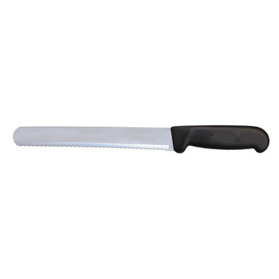Omcan USA 12696 12" Black Handle Straight Wave Edge Blade Slicing Knife