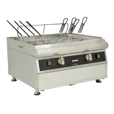 Omcan USA 41883 2.37 Gal. Stainless Steel Double Tank Electric Countertop Pasta Cooker - 240 Volts 1-Ph