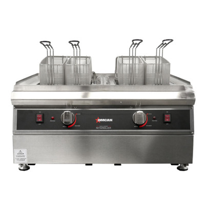 Omcan USA 41883 2.37 Gal. Stainless Steel Double Tank Electric Countertop Pasta Cooker - 240 Volts 1-Ph