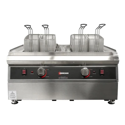 Omcan USA 41883 2.37 Gal. Stainless Steel Double Tank Electric Countertop Pasta Cooker - 240 Volts 1-Ph