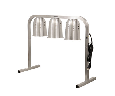 Omcan USA 41787 Stainless Steel 3 Infrared Bulbs Freestanding Heat Lamp - 110 Volts 1-Ph