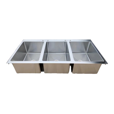 Omcan USA 44604 12" H x 25" W x 55" D Stainless Steel 3 Compartment Drop-In sink