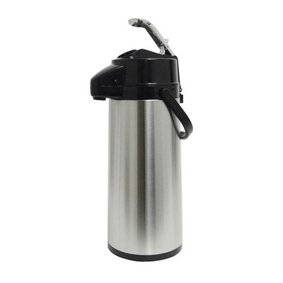 Omcan USA 69587 2.2 L. Lever Style Black Lid Stainless Steel Housing Airpot