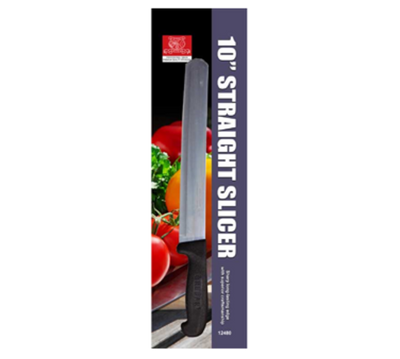 Omcan USA 21880 10&quot; Black Handle Straight Slicing Knife