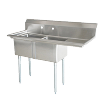 Omcan USA 25257 Stainless Steel 8" Center Faucet Holes Right Drain Board Pot Sink