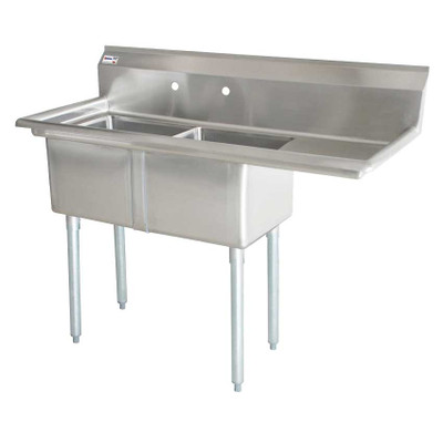 Omcan USA 25257 Stainless Steel 8" Center Faucet Holes Right Drain Board Pot Sink